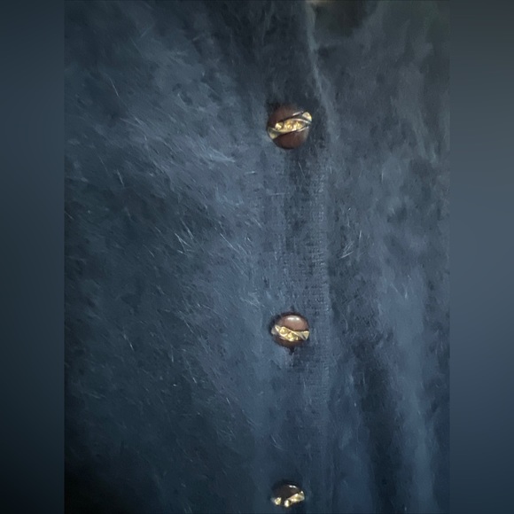 Vtg JESSICA ASH NY Fully Lined High Quality 90% Angora BLUE Cardigan Sweater - Picture 3 of 9